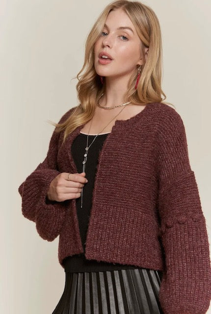 Crop Burgundy Cardigan